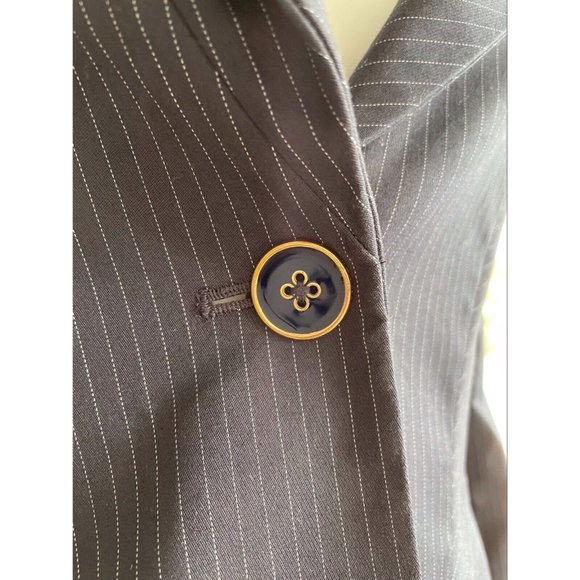 Marciano Women's Blazer Jacket One Button Striped Black Cotton Slim Fit Size 4 - Picture 2 of 12